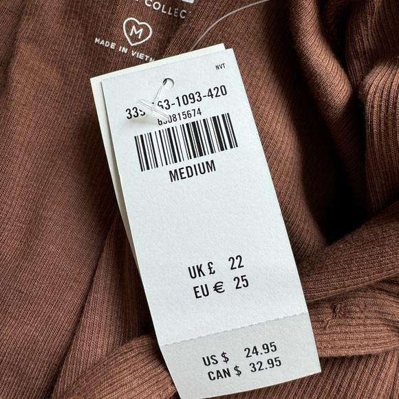 Hollister Chocolate Brown Ribbed Long Sleeves Henley NWT - Picture 4 of 5